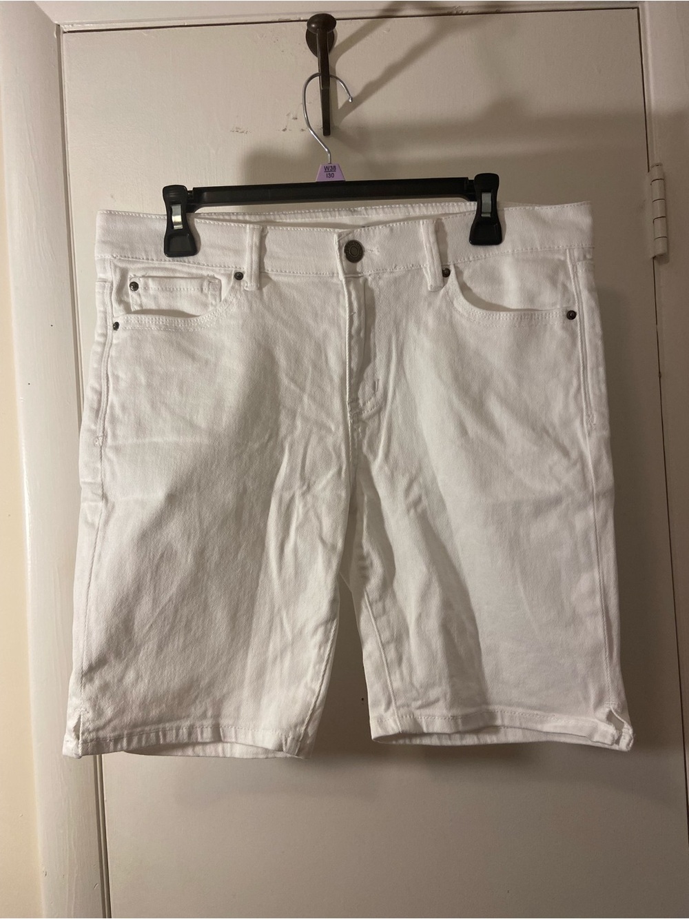 Women's White Denim Jean Shorts - Classic Straight Fit